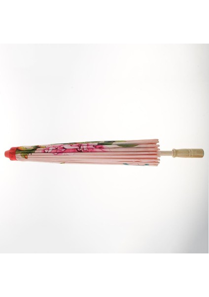 Pembe Şakayık Desenli 33 Inç Beyaz Şemsiye Şemsiye, Premium Ipek (Yurt Dışından) fırsatları