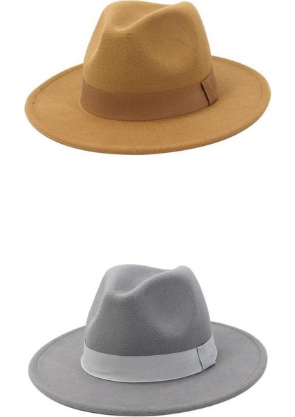 2pcs Zarif Fedora Şapkası Basit Şerit Bant Kemeri Keçeli Balıklar Kadınlar İçin (Yurt Dışından)