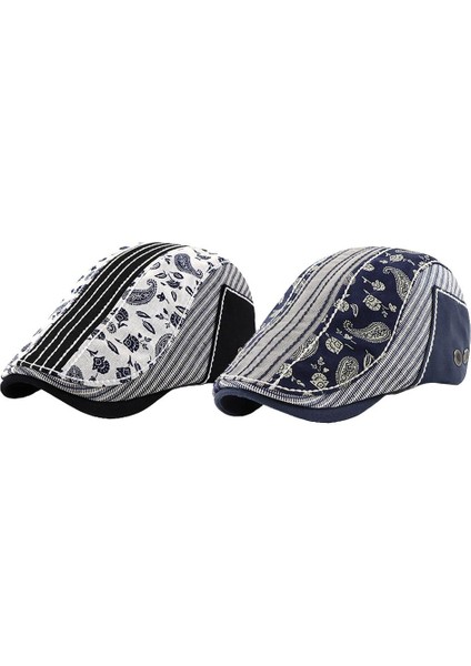 2pcs Erkek Moda Paisley Baskı Düz Yaz Düz Fırıncı Gazetesi Şapka Golf (Yurt Dışından)