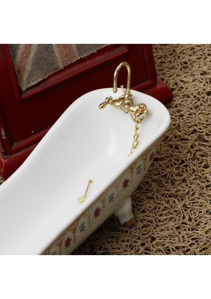 4pcs Beyaz Renkli Banyo Seti Mobilya 1/12 Dollhouse Minyatür Kitler(Yurt Dışından)