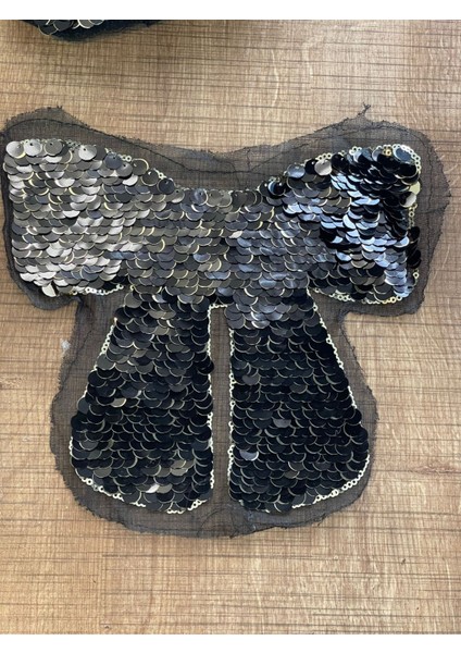 18X22 cm Pul Payetli Siyah Fiyonk Aplike Arma Yama fiyatları