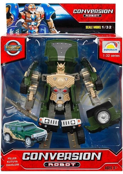 81234 Sunman, 1:32 Sesli ve Işıklı Dönüşebilen Robot