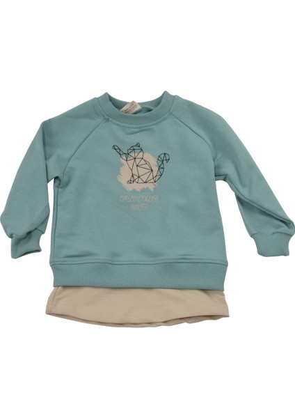 1-4 Yaş "playing Cat" Baskılı Ikili Takım - Oynayan Kedi Baskılı modelleri