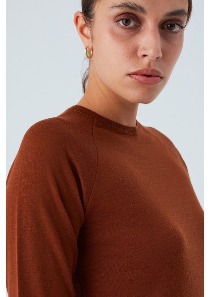 Vanessa Pullover Merino Yünlü Yanları Yırtmaçlı Ince Kadın Triko Kazak Kahve modelleri