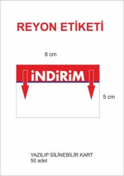 Reyon Etiketi 5x8 cm Karton Yazılıp Silinir 50 Adet