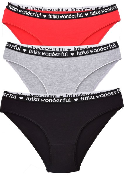 Kadın 3'lü Paket Bikini Külot Karışık Renk