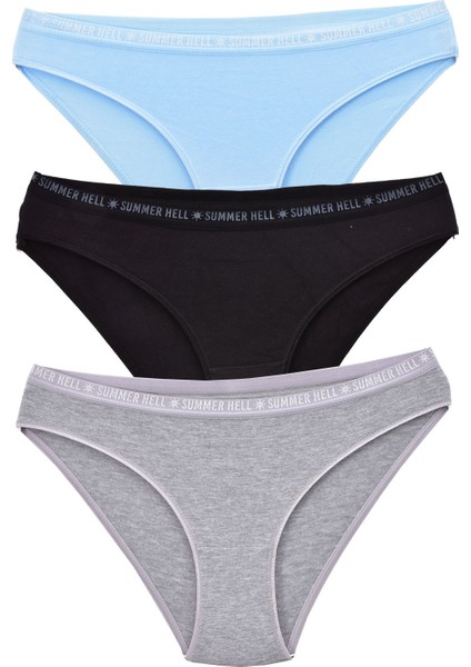 Kadın 3'lü Paket Desenli Bikini Külot Karışık Renk