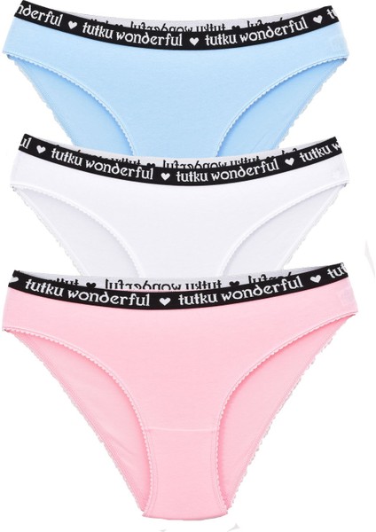 Kadın 3'lü Paket Bikini Külot Renkli
