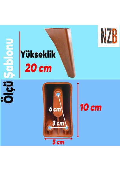 Lüks Mobilya Kanepe Sehpa Tv Ünitesi Koltuk Ayağı 20 cm Kahverengi Oval Baza Ayak fiyatları