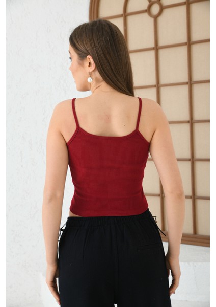 Kadın Bordo Ince Askılı Kaşkorse Atlet