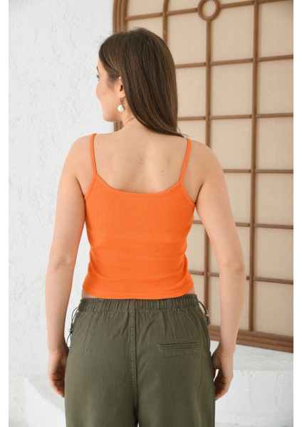 Kadın Turuncu Ince Askılı Kaşkorse Atlet