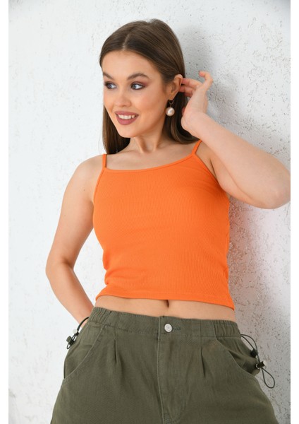Kadın Turuncu Ince Askılı Kaşkorse Atlet indirimleri
