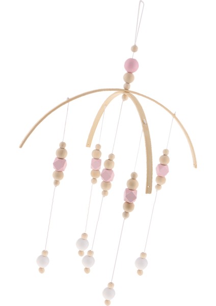 Çocuklar Beşik Mobil Çan Ahşap Rüzgar Zil Asılı Oda Dekor Pembe (Yurt Dışından)