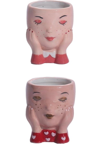 2x Yüz Saksı Bitki Bitki Pot Kafası Figürinler Mini (Yurt Dışından)