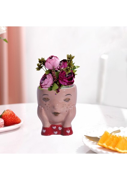 2x Yüz Saksı Bitki Bitki Pot Kafası Figürinler Mini (Yurt Dışından) modelleri