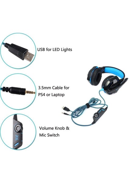Stereo Oyun Kulaklığı, Mikrofonlu Kulak Kulaklıkları, Pc, Mavi (Yurt Dışından) fırsatları