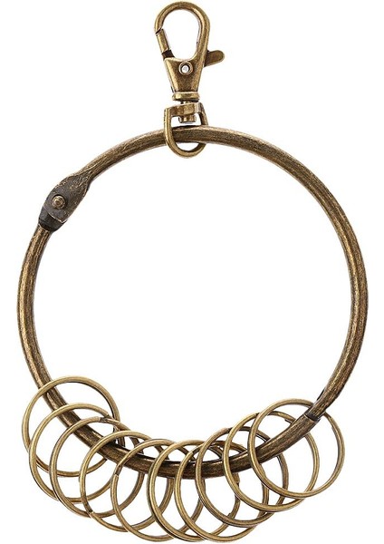 Retro Vintage Bronz Büyük Yuvarlak 10 Küçük Yuvalı Anahtarlık 7 Adet (Yurt Dışından) modelleri