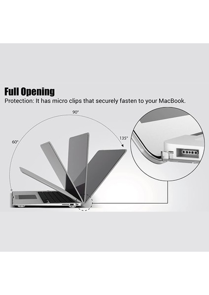 MacBook Air 13 A1466 2017 Uyumlu Kılıf Kapak Parlak Şeffaf Ekran Koruyucu (2 Adet) Klavye Koruyucu Set