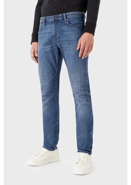J06 Pamuklu Düşük Bel Düz Paça Jeans Erkek Kot Pantolon 8N1J06 1D5QZ 0942