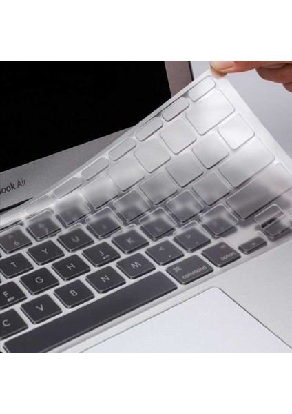 MacBook Air 13 A1466 2017 Uyumlu Kılıf Kapak Parlak Şeffaf Ekran Koruyucu (2 Adet) Klavye Koruyucu Set