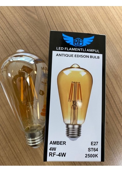 ZM Aydınlatma Rustik Ampül 4W LED Flamentli 5 Adet