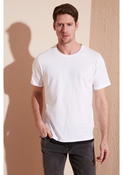 % 100 Pamuk Regular Fit Bisiklet Yaka T Shirt Erkek T Shirt 5902515