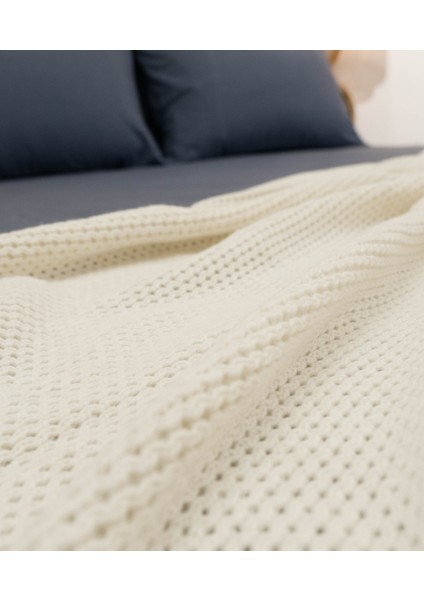 Miel Krem Çift Kişilik Kenarı Ponponlu Battaniye 200x220 37100 fiyatları
