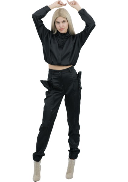 Şeritli Saten Takım Siyah fiyatları