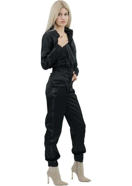 Şeritli Saten Takım Siyah fırsatları