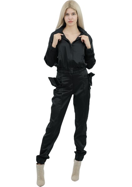 Şeritli Saten Takım Siyah indirimleri