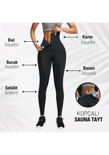 Agraflı Terletme Özellikli Ekstra Yüksel Bel Termal Sauna Tayt