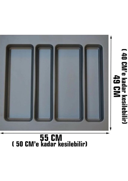 55x49 Çekmece Içi Gri Kaşıklık Kepçelik Mutfak Çekmece Düzenleyici Organizer (45*40 A KESİLEBİLİR)