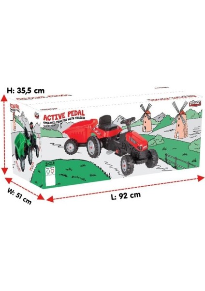 Actıve Römorklu Pedallı Traktör Yeşil fiyatları