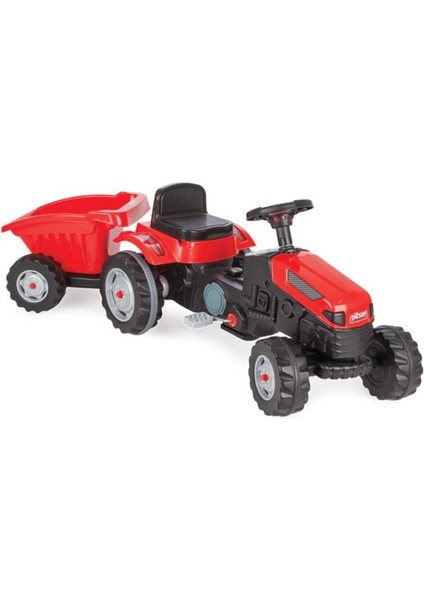 Römorklu Pedallı Traktör Kırmızı Ergonomik Tasarım 2-4 Yaş Kız Çocuklar İçin