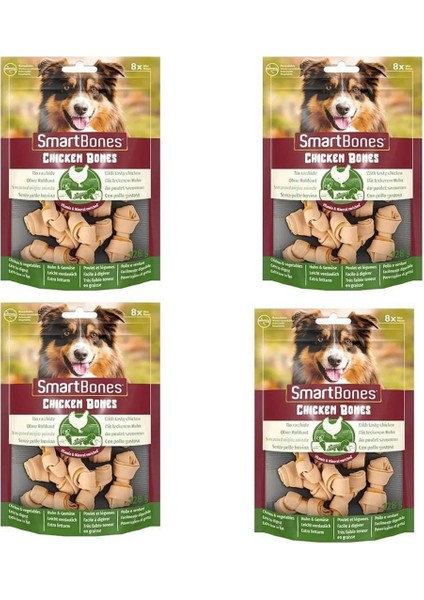 Smart Bones Tavuklu Mini Kemik Köpek Ödülü 128 gr x 4 Adet