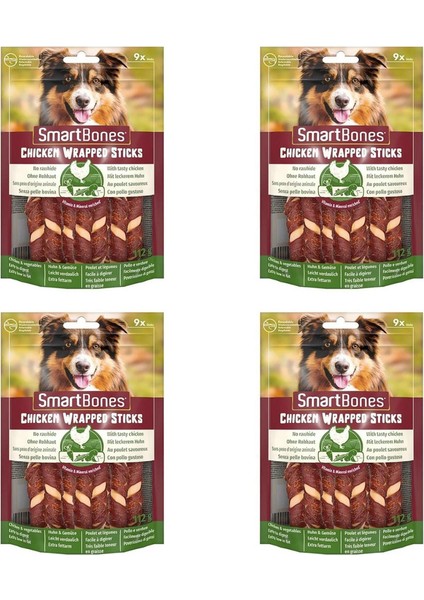 8IN1SMARTBONES Tavuk Sargılı Stick Mini Köpek Ödülü 9 Adet 112GR x 4 Adet
