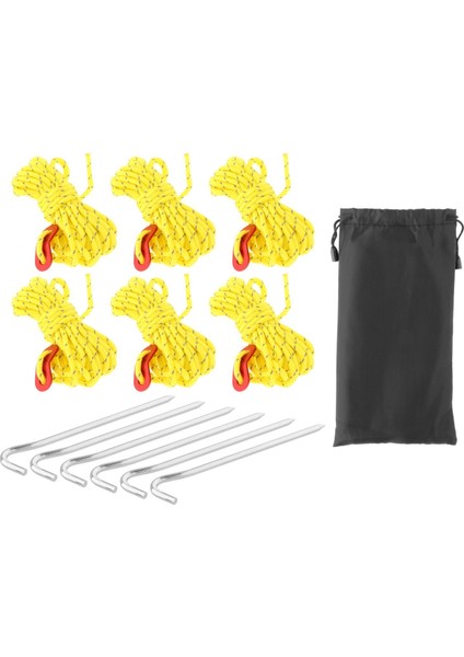 6x Guy Lines Çadır Kablo Kiti Dış Mekan Malzemeleri Sarı Için Düzenleyici Gergin