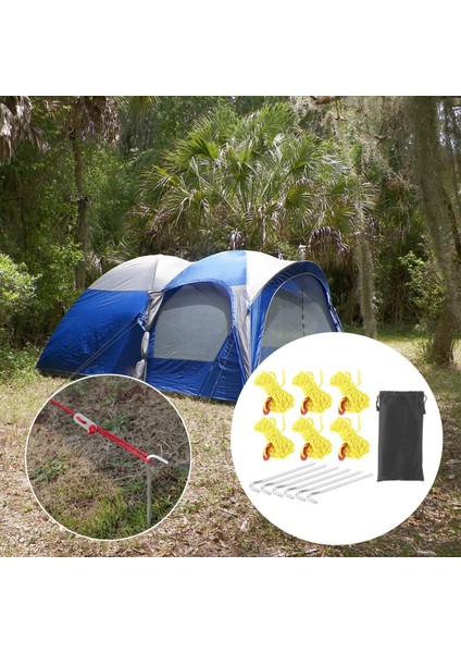 6x Guy Lines Çadır Kablo Kiti Dış Mekan Malzemeleri Sarı Için Düzenleyici Gergin modelleri