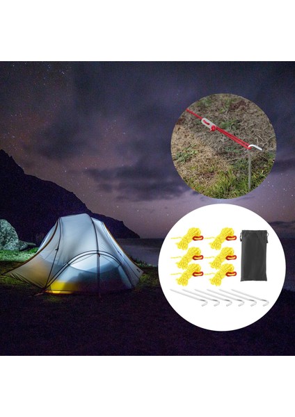 6x Guy Lines Çadır Kablo Kiti Dış Mekan Malzemeleri Sarı Için Düzenleyici Gergin fırsatları