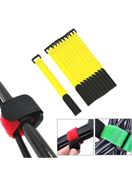 10PCS Balıkçılık Çubuğu Bağları Kayış Esnek Kablo Kemeri Askı Bağlantı Elemanı Tutucu Sarı 20X2CM modelleri