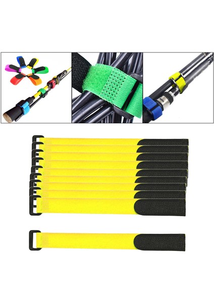 10PCS Balıkçılık Çubuğu Bağları Kayış Esnek Kablo Kemeri Askı Bağlantı Elemanı Tutucu Sarı 20X2CM indirimleri