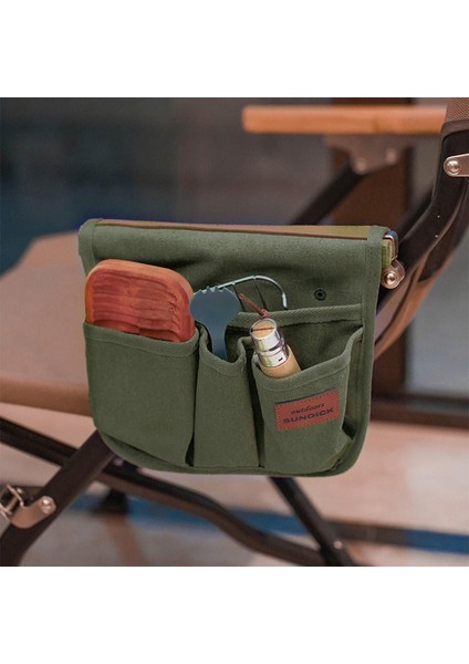 Kamp Atıştırmalıkları Için Koltuk Yan Kol Ovası Organizatörü Cep Telefonu Yeşil fırsatları