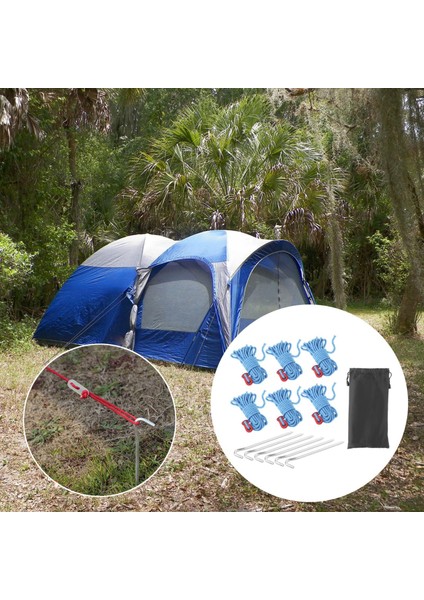 6x Guy Lines Çadır Kablo Kiti Dış Mekan Malzemeleri Için Ayarlayıcı Gerginlik ile modelleri