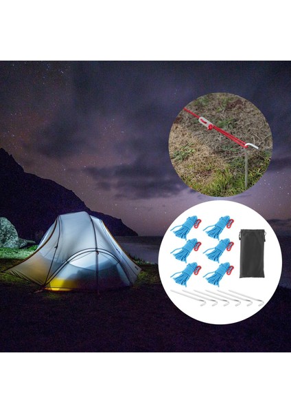6x Guy Lines Çadır Kablo Kiti Dış Mekan Malzemeleri Için Ayarlayıcı Gerginlik ile fırsatları