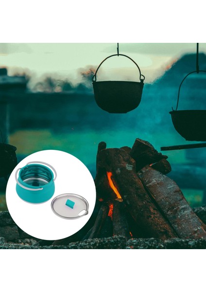 Portatif Pişirme Potu Piknik Su Su Isıtıcısı Çaydanlık Mavi(Yurt Dışından)