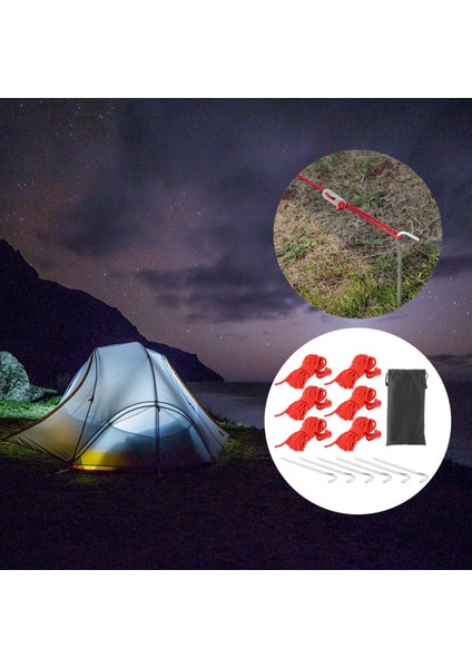 6x Guy Lines Çadır Kablo Kiti Dış Mekan Malzemeleri Kırmızı Için Düzenleyici Gergin fırsatları