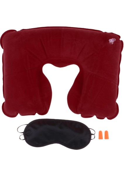 3in1 Set Uyuyan Göz Yaması Yastık Kulak Kırmızı (Yurt Dışından) fiyatları