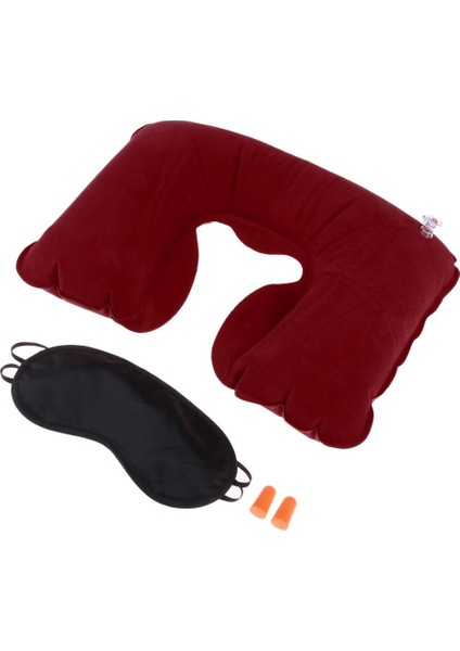 3in1 Set Uyuyan Göz Yaması Yastık Kulak Kırmızı (Yurt Dışından) indirimleri