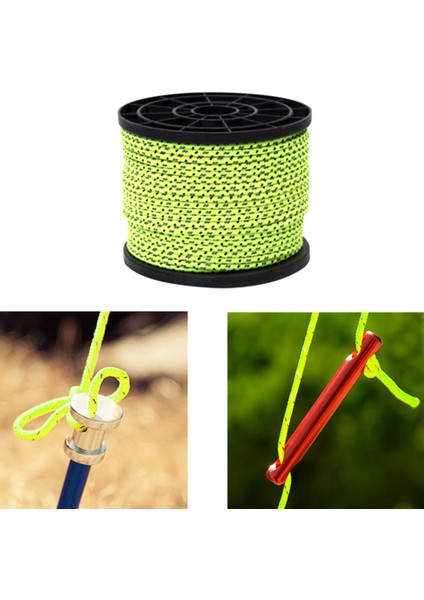 4mm 50M Yansıtıcı Kamp Tente Kablosu Çadır Reel Roll Guy Hats Hattı (Yurt Dışından)