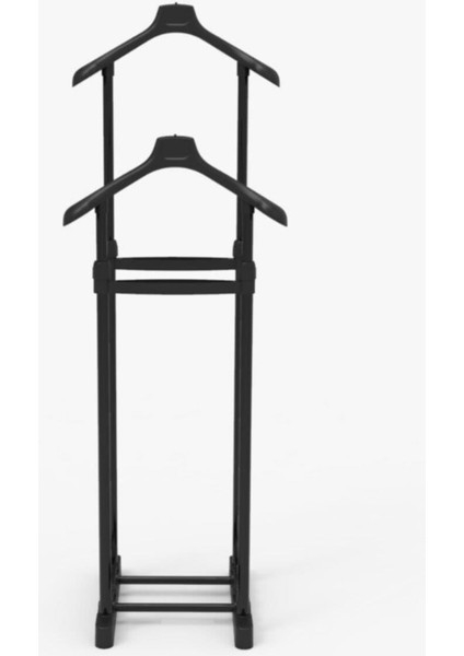 Lerato Çift Askılıklı Dilsiz Uşak Elbise Askısı Siyah / Krom - Yükseklik Ayarlı